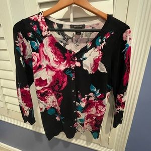 Black Floral cardigan - WHBM - Medium